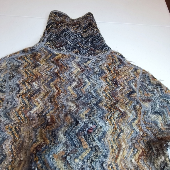 Harley Of Scotland Multicolor Chevron Wave Knit Pattern Turtleneck Sweater Men S - Picture 11 of 16